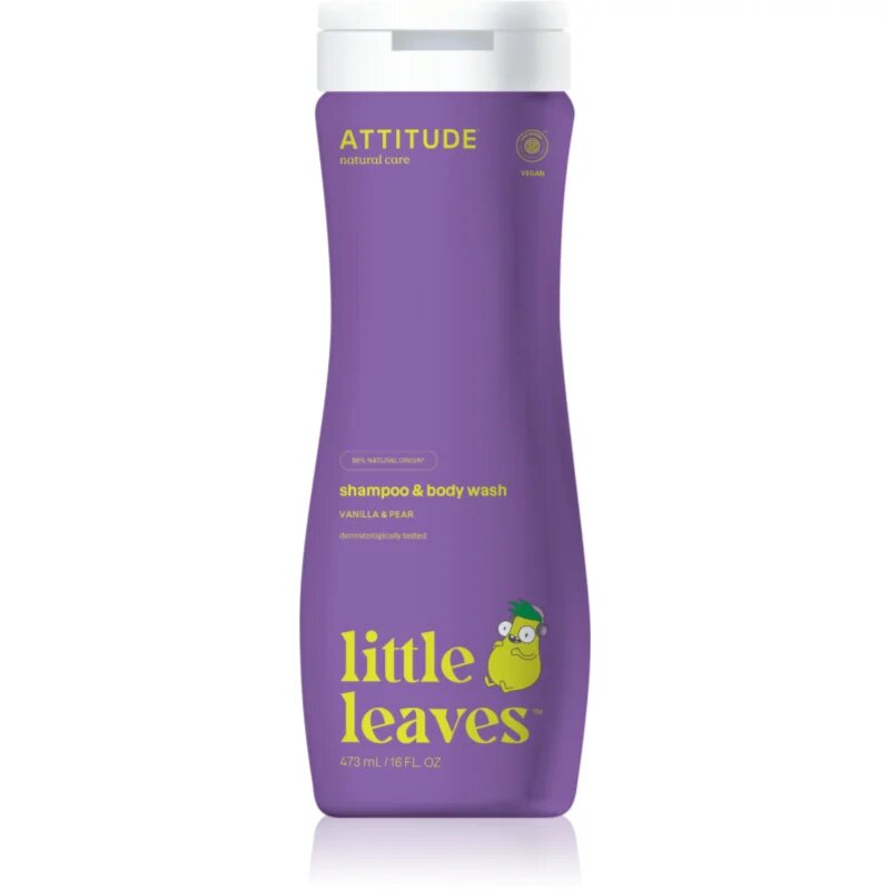 Attitude Little Leaves Vanilla & Pear dětský mycí gel a šampon s vůní vanilky a hrušky 473 ml