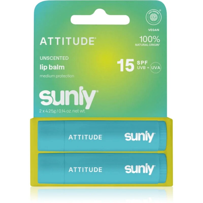 Attitude Sunly Lip Balm balzám na rty bez parfemace 2x4.25 g