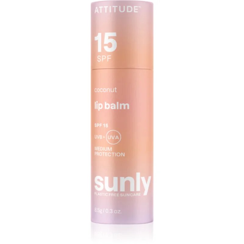 Attitude Sunly Lip Balm ochranný balzám na rty SPF 15 Coconut 8.5 g