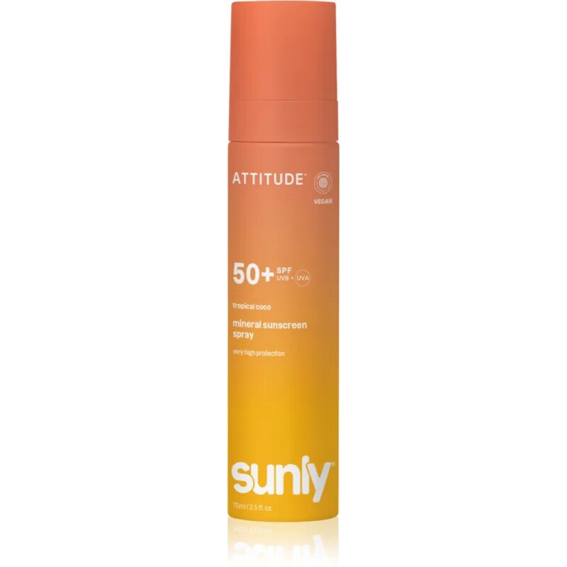 Attitude Sunly Tropical Coco minerální sprej na opalování SPF 50+ 75 ml