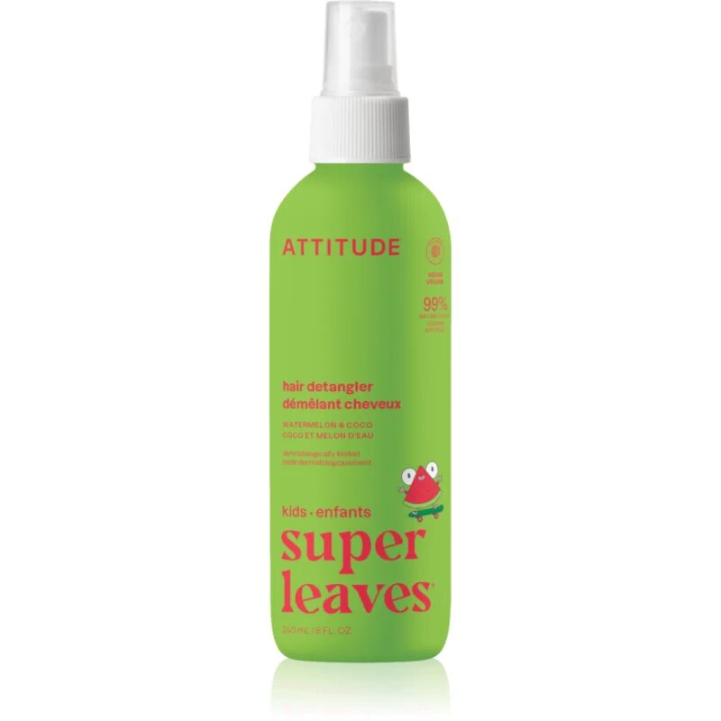 Attitude Super Leaves Kids sprej pro snadné rozčesání vlasů s vůní melounu a kokosu 240 ml