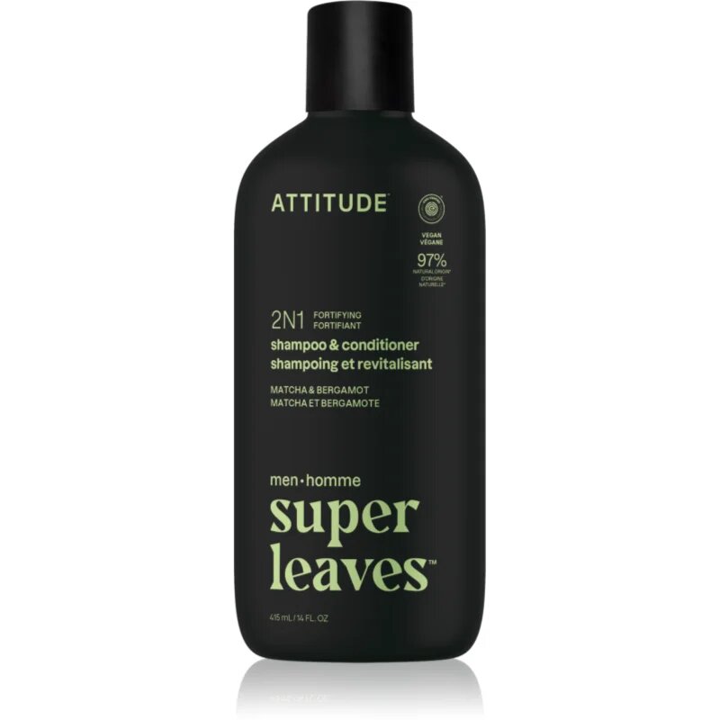 Attitude Super Leaves Matcha & Bergamot šampon a kondicionér 2 v 1 pro muže 415 ml