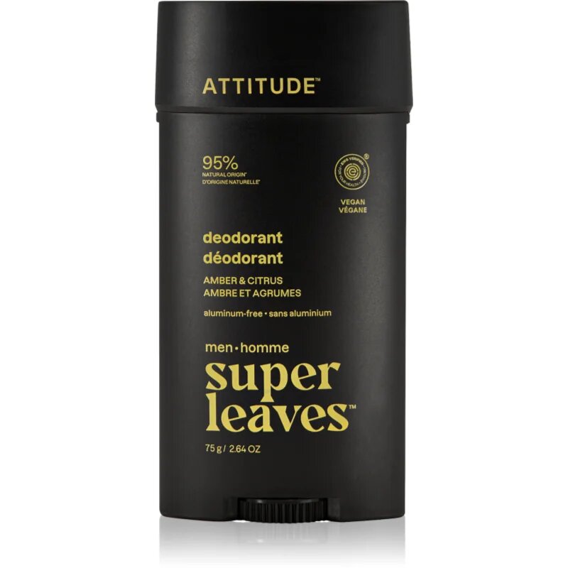 Attitude Super Leaves Men Deodorant deodorant bez hliníku pro muže Amber & Citrus 75 g