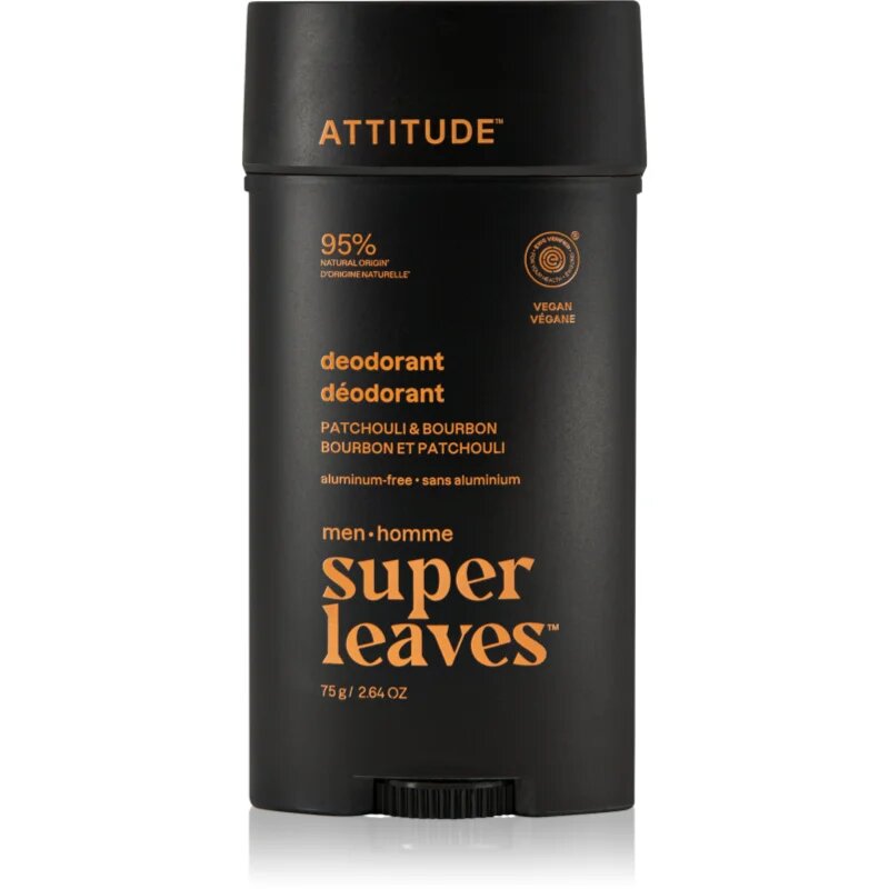 Attitude Super Leaves Men Deodorant deodorant bez hliníku pro muže Patchouli & Bourbon 75 g