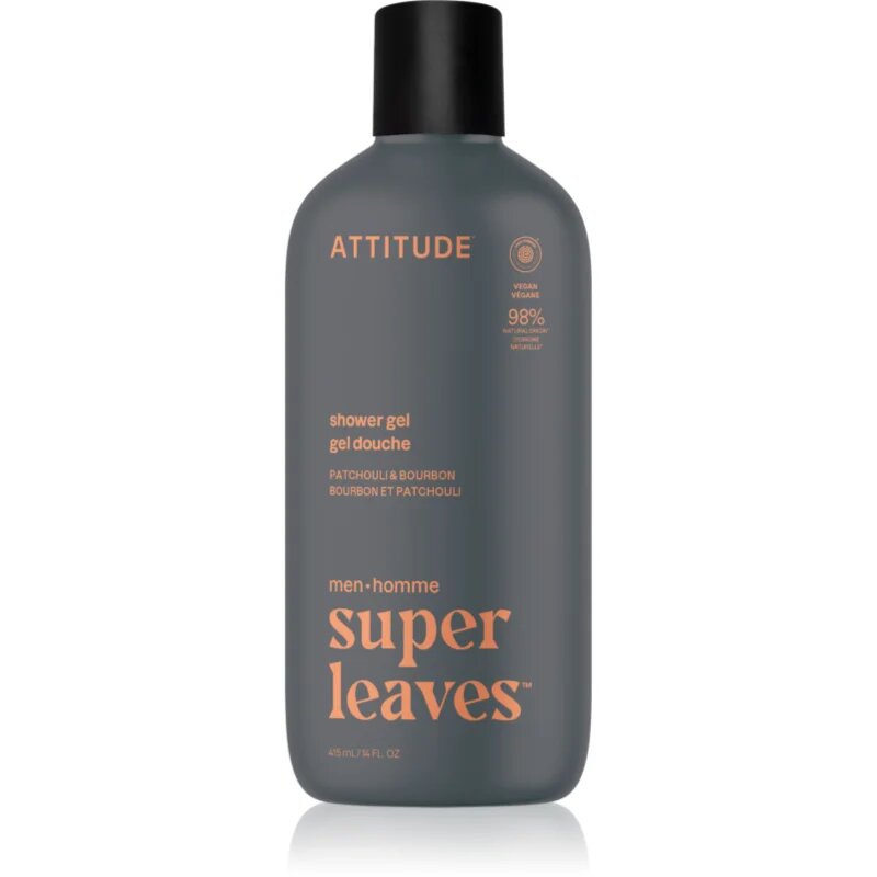 Attitude Super Leaves Men Shower Gel sprchový gel pro muže Patchouli & Bourbon 415 ml