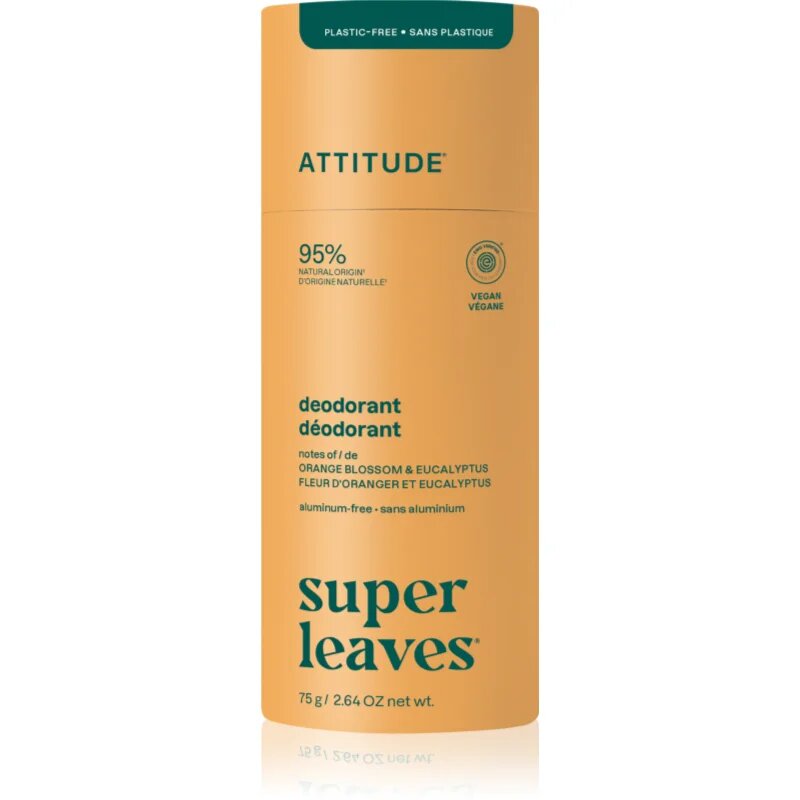 Attitude Super Leaves Natural Deodorant přírodní tuhý deodorant bez hliníku Orange Blossom & Eucalyptus 75 g