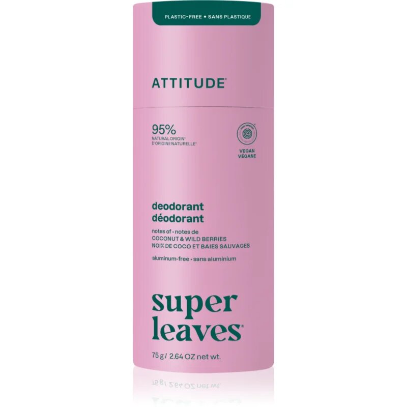 Attitude Super Leaves Natural Deodorant tuhý deodorant bez hliníku Coconut & Wild Berries 75 g