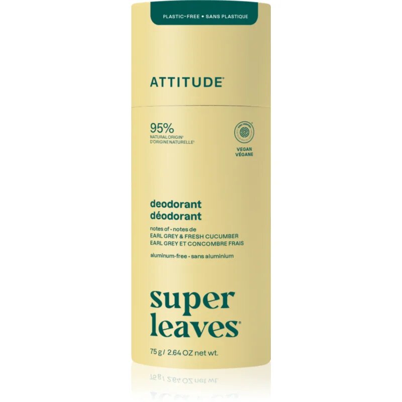 Attitude Super Leaves Natural Deodorant tuhý deodorant bez hliníku Earl Grey & Cucumber 75 g