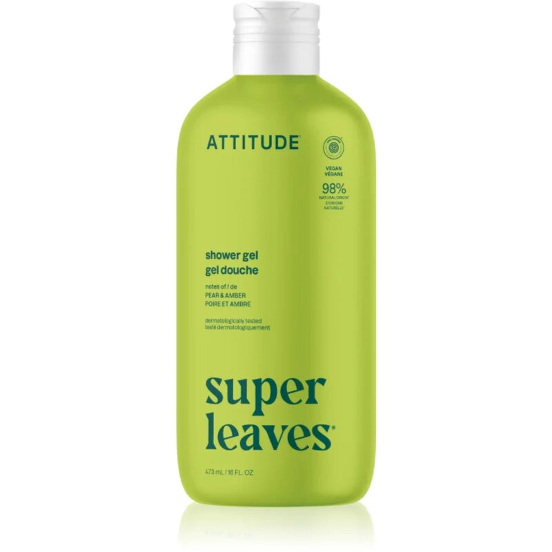 Attitude Super Leaves Pear & Amber zklidňující sprchový gel 473 ml