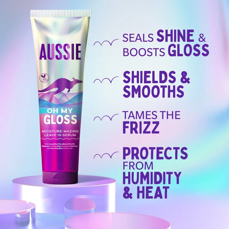 Aussie Oh My Gloss Leave In Serum bezoplachové sérum pro hydrataci a lesk 160 ml