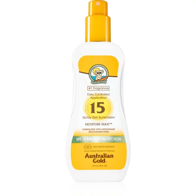 Australian Gold Spray Gel Sunscreen ochranný sprej proti slunečnímu záření SPF 15 237 ml