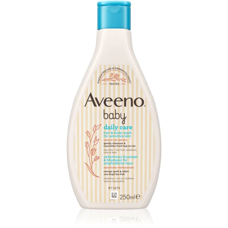 Aveeno Baby Daily Care mycí gel na tělo a vlasy pro děti od narození 250 ml