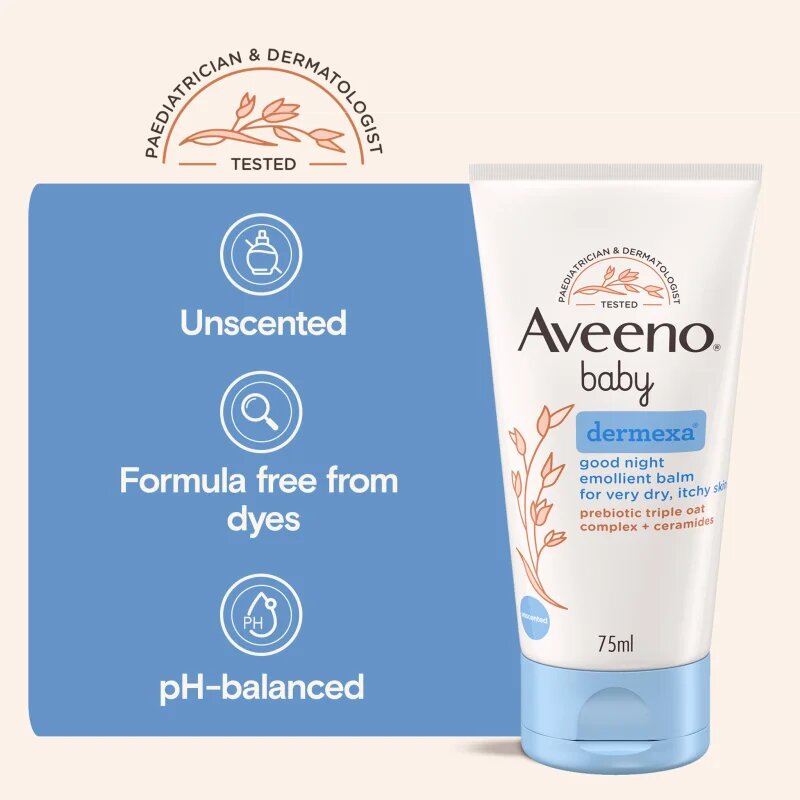 Aveeno Baby Dermexa Emolienční balzám na dobrou noc 75 ml