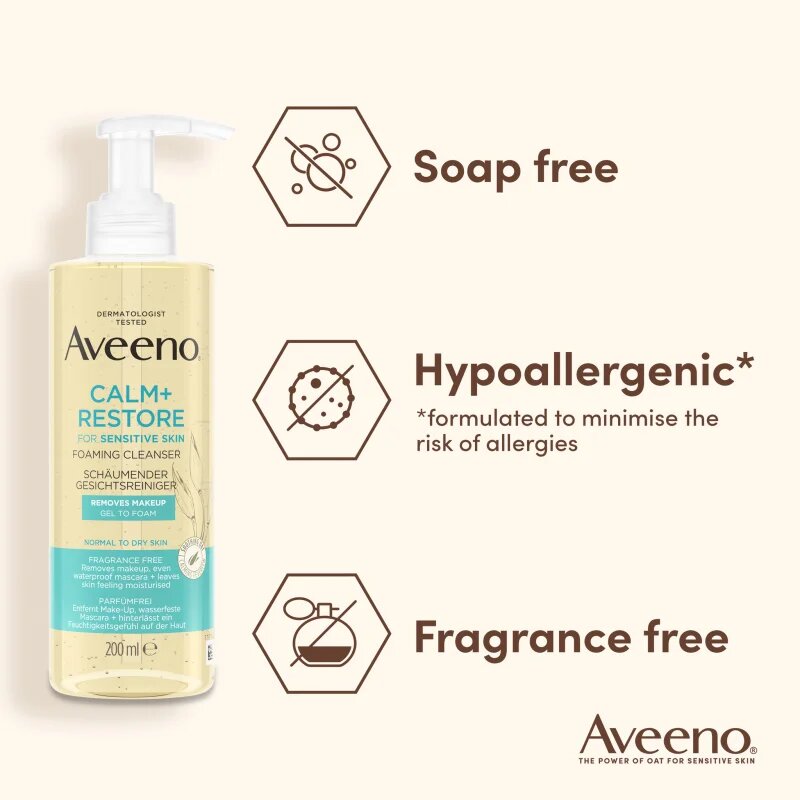 Aveeno Calm + Restore čisticí pěna na obličej 200 ml