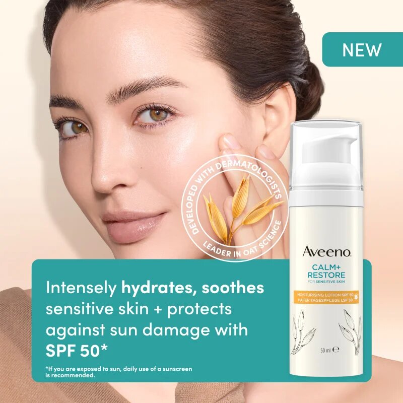 Aveeno Calm + Restore hydratační pleťové mléko SPF 50 50 ml