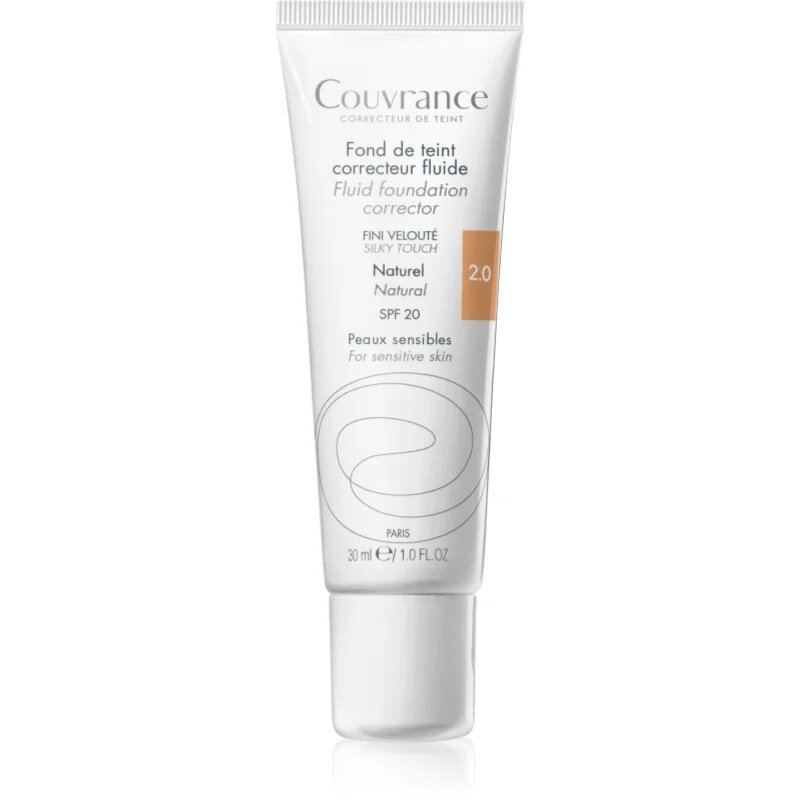 Avène Couvrance Fluid Foundation Corrector tekutý krycí make-up SPF 20 odstín 2.0 Natural 30 ml