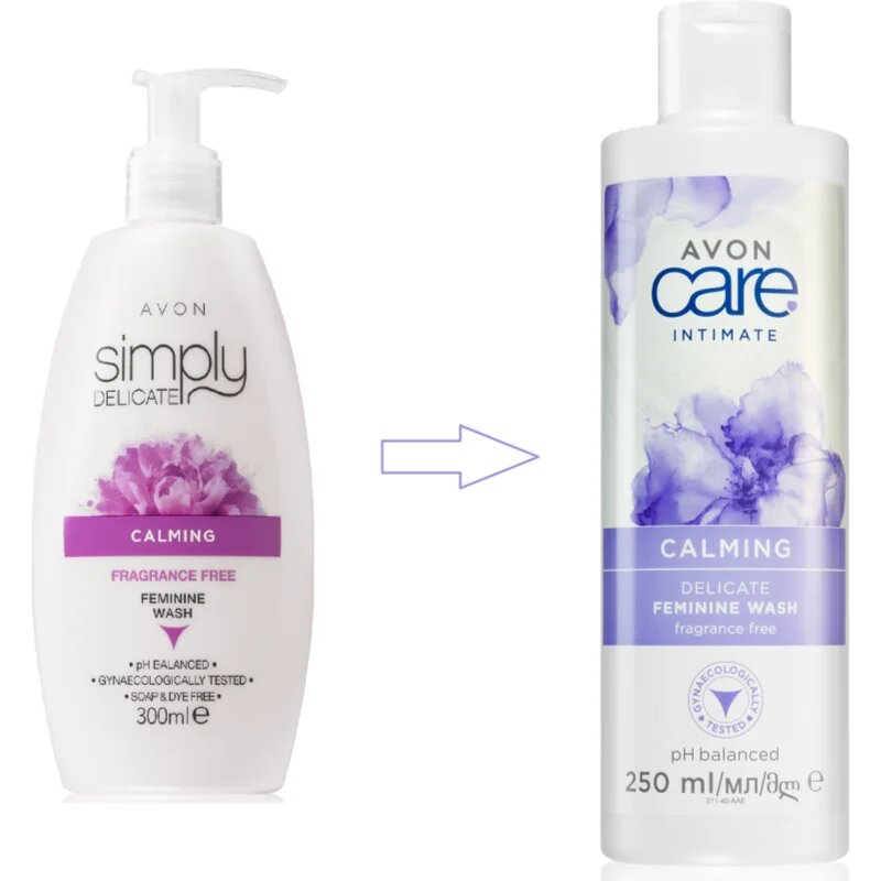 Avon Care Intimate Calming zklidňující gel na intimní hygienu bez parfemace 250 ml