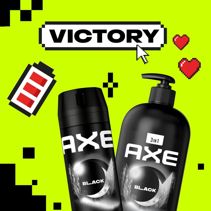 Axe Black sprchový gel na obličej tělo a vlasy 900 ml