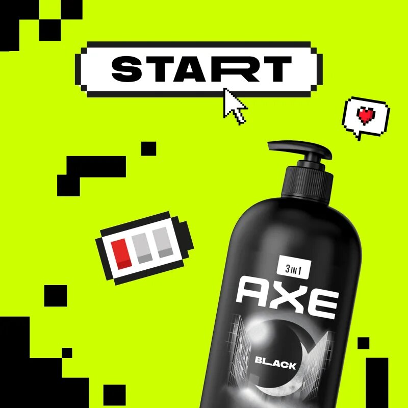 Axe Black sprchový gel na obličej tělo a vlasy 900 ml