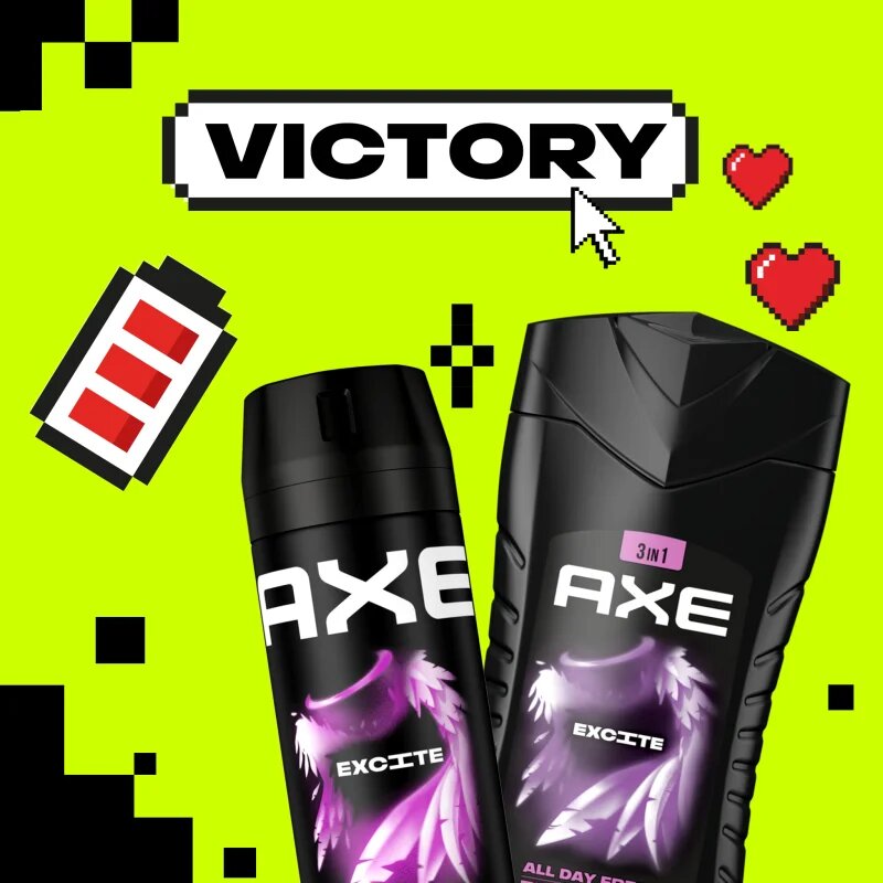 Axe Excite sprchový gel na obličej tělo a vlasy 400 ml