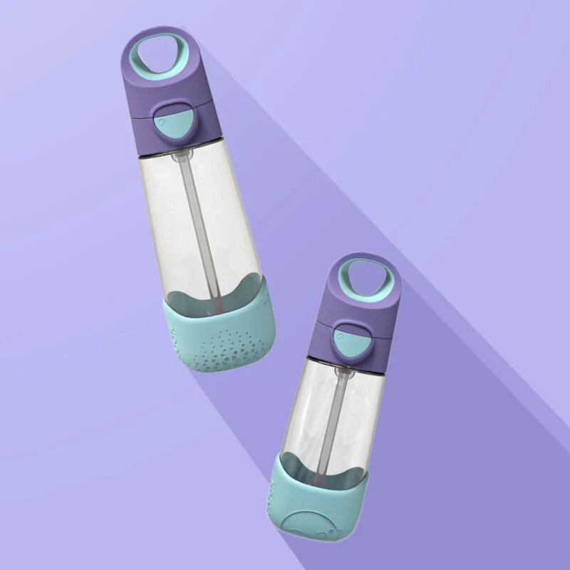 B.Box Bottle with Straw láhev s brčkem Lilac Pop 1 ks