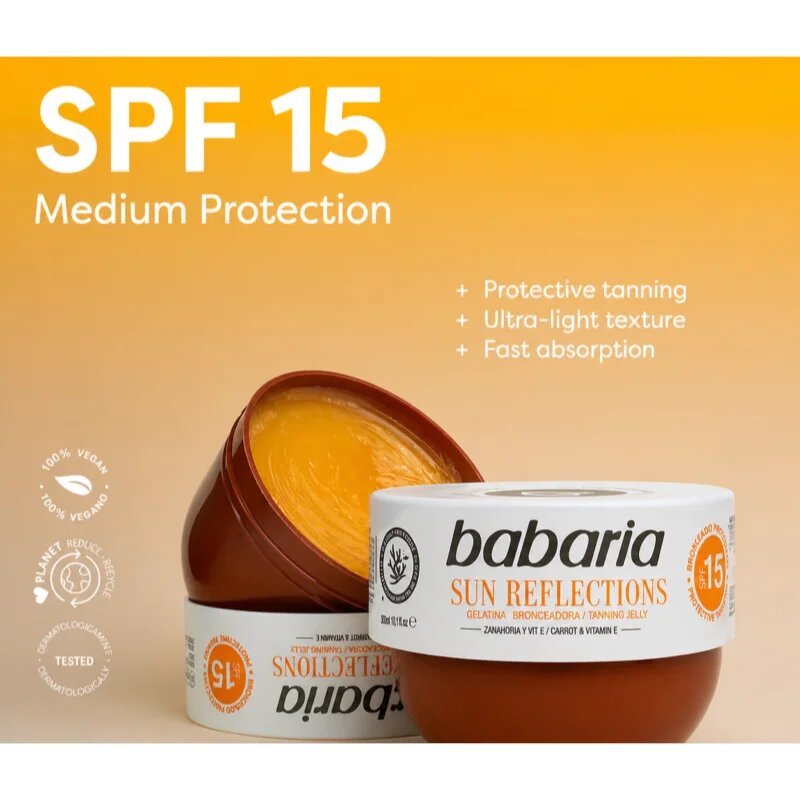 Babaria Tanning Jelly Sun Reflections ochranný gel SPF 15 300 ml