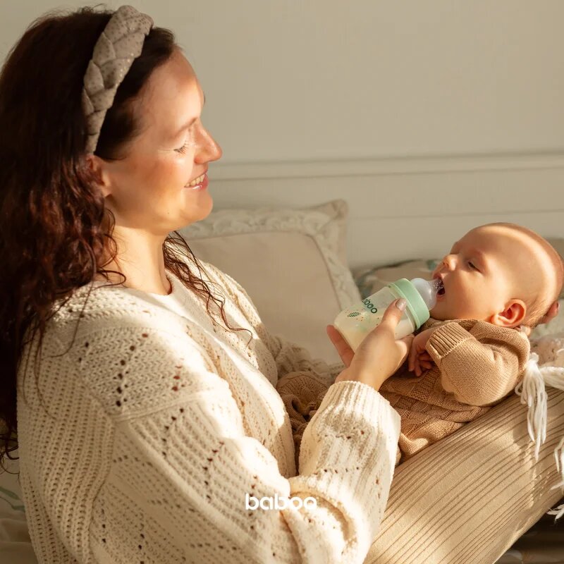 Baboo Anti-colic Feeding Bottle antikoliková láhev pro děti od narození Peachy Keen 0 m+ 1 ks