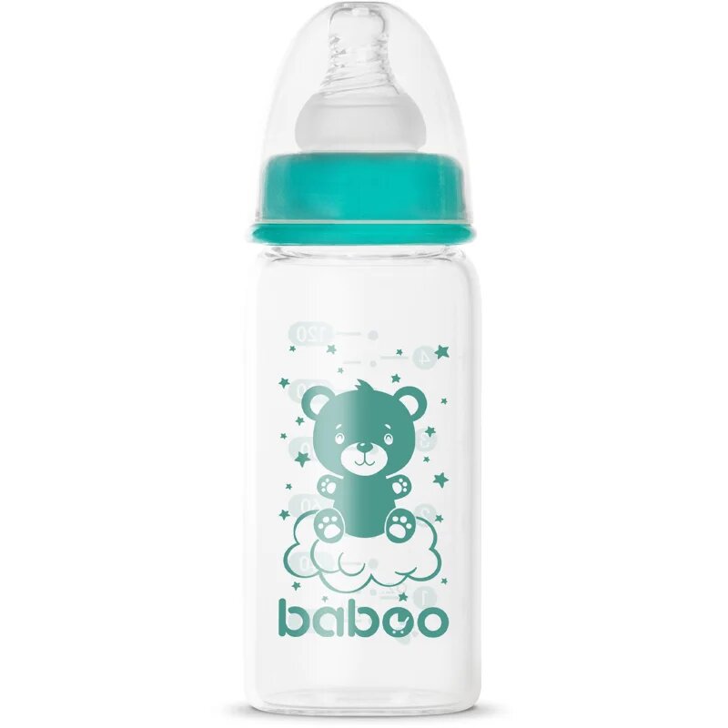 Baboo Anti-colic Glass Feeding Bottle Narrow Neck skleněná kojenecká láhev 0m+ 1 ks