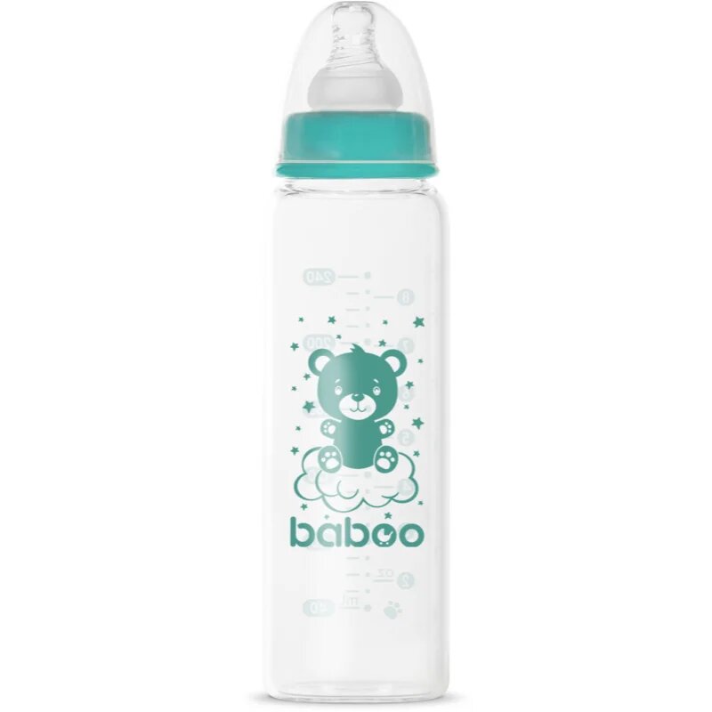 Baboo Anti-colic Glass Feeding Bottle Narrow Neck skleněná kojenecká láhev 3m+ 1 ks