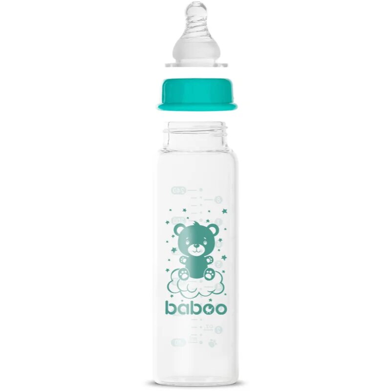 Baboo Anti-colic Glass Feeding Bottle Narrow Neck skleněná kojenecká láhev 3m+ 1 ks