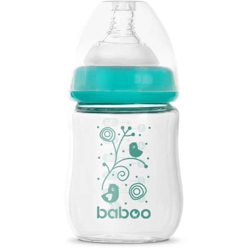 Baboo Anti-colic Glass Feeding Bottle Wide Neck skleněná kojenecká láhev 0m+ 1 ks