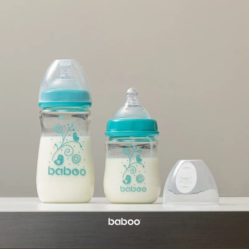 Baboo Anti-colic Glass Feeding Bottle Wide Neck skleněná kojenecká láhev 3m+ 1 ks