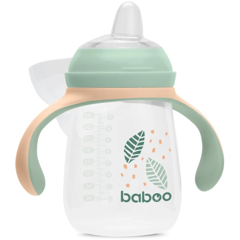 Baboo Cup with Silicone Spout hrnek s držadly Peachy Keen 6m+ 1 ks