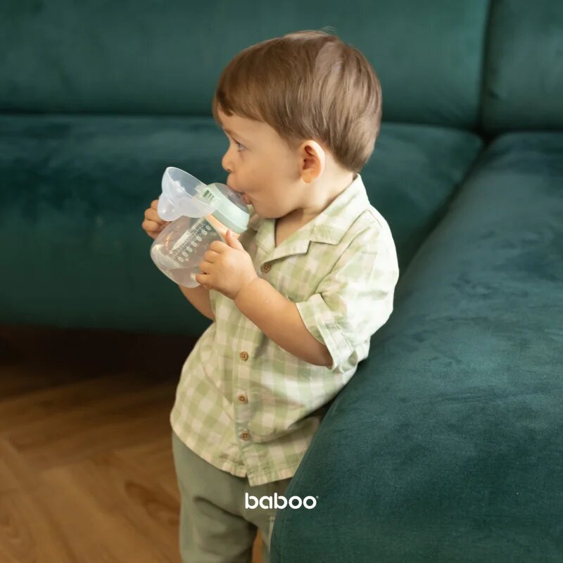 Baboo Cup with Silicone Spout hrnek s držadly Peachy Keen 6m+ 1 ks