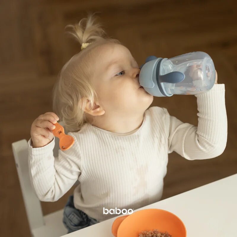 Baboo Cup with Silicone Straw hrnek s brčkem Blue Haze 9m+ 1 ks