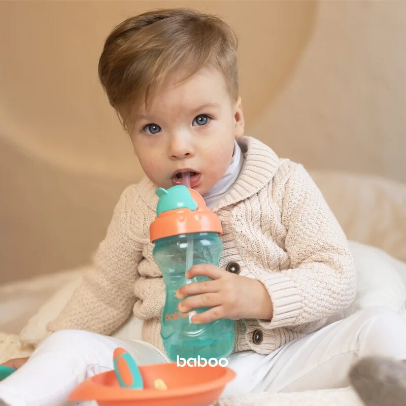 Baboo Cup with Silicone Straw láhev s brčkem Green 9m+ 360 ml