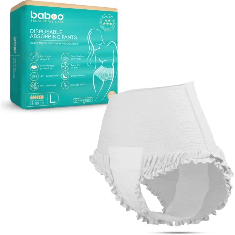 Baboo Disposable Absorbing Pants jednorázové plenkové kalhotky velikost L 5 ks
