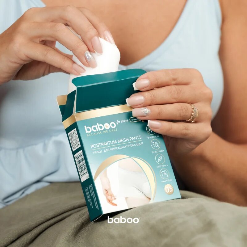 Baboo Postpartum Mesh Pants poporodní kalhotky velikost L 2 ks