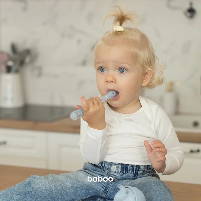 Baboo Silicone Spoon lžička Blue Haze 6m+ 1 ks