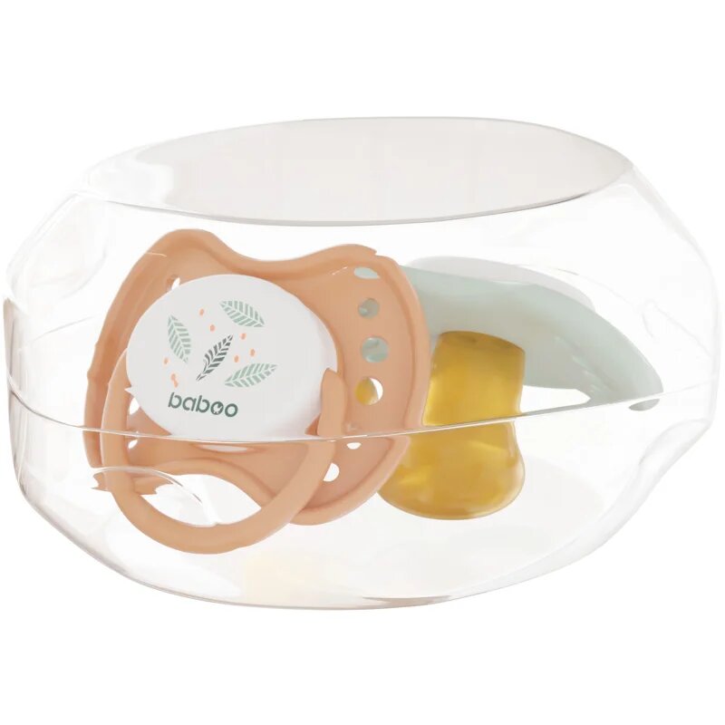 Baboo Soothers Orthodontic Latex with Case dudlík Peachy Keen 0-6 m 2 ks