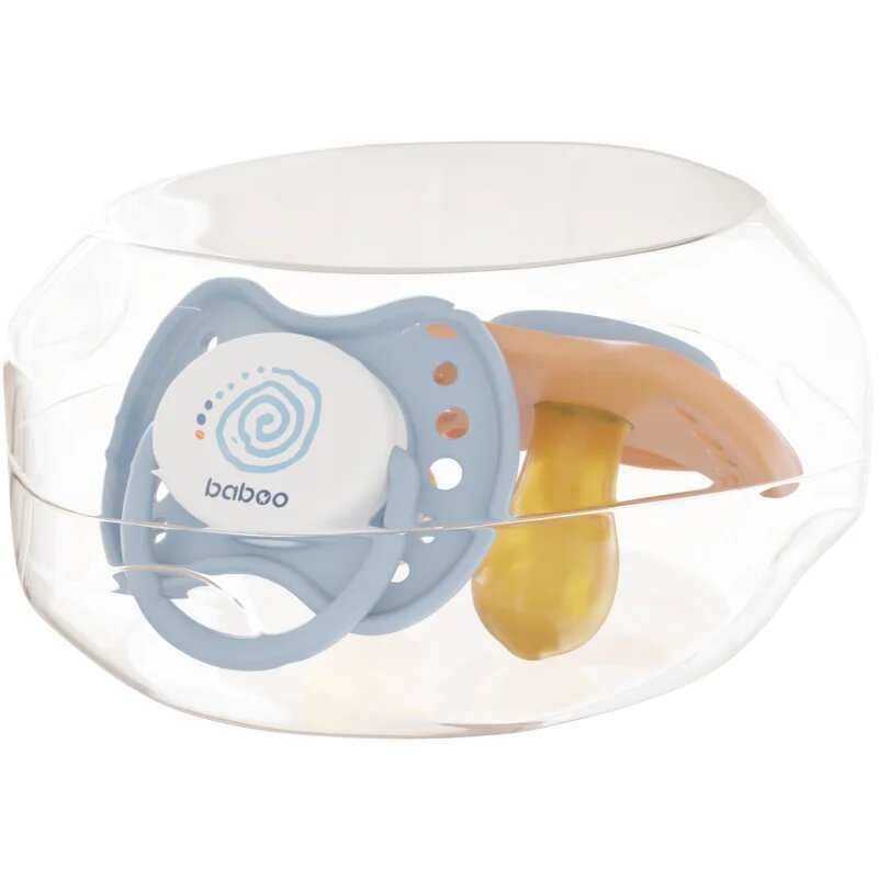 Baboo Soothers Round Latex with Case dudlík Blue Haze 6-12 m 2 ks