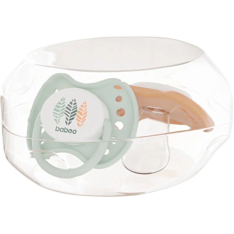 Baboo Soothers Silicone Orthodontic with Case dudlík Peachy Keen 0-6 m 2 ks