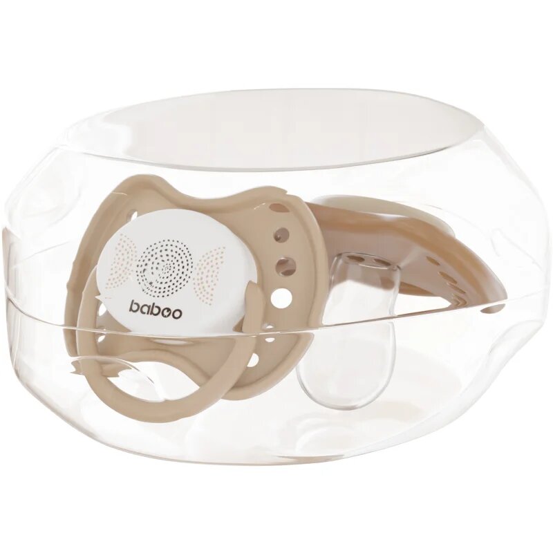 Baboo Soothers Silicone Symmetrical with Case dudlík Au Naturale 0-6 m 2 ks