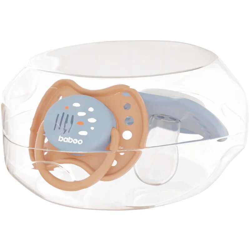 Baboo Soothers Silicone Symmetrical with Case dudlík Blue Haze 6-12 m 2 ks