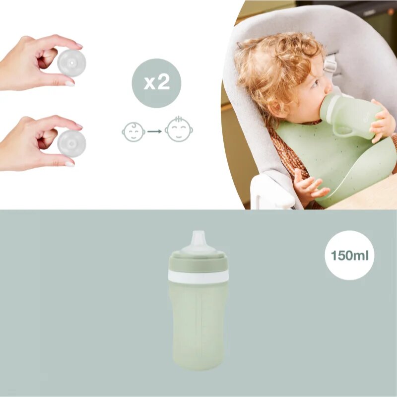 Babymoov Silicone Bottle Green dětská láhev 150 ml