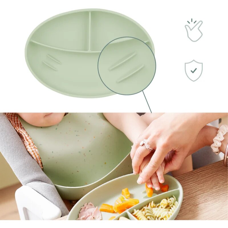 Babymoov Silicone Plate Green dělený talíř 1 ks