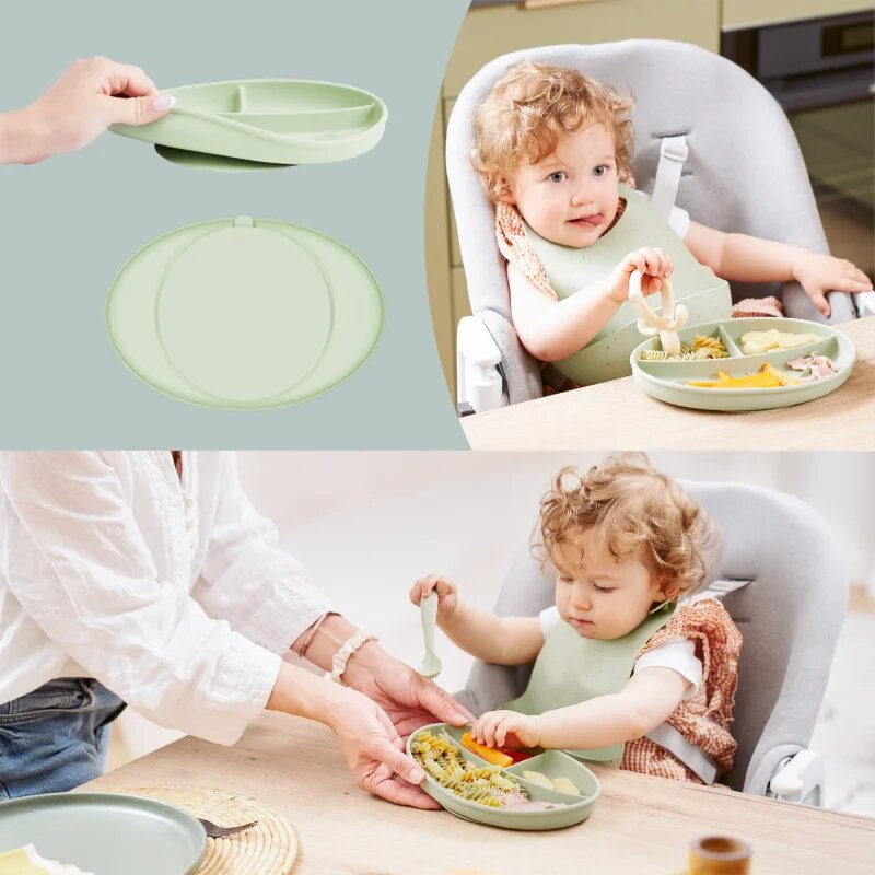 Babymoov Silicone Plate Green dělený talíř 1 ks