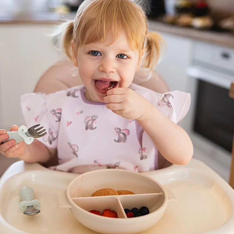 BabyOno Be Active Stainless Steel Spoon and Fork příbor pro děti Blue 12m+ 2 ks