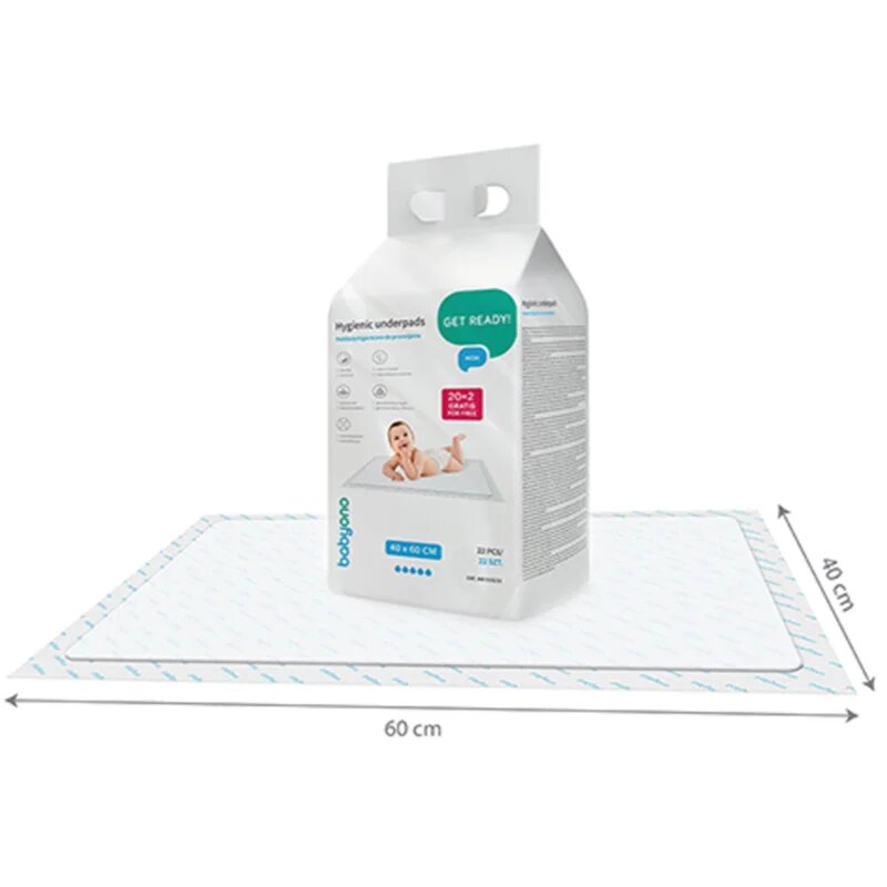 BabyOno Get Ready Hygienic Underpads jednorázové přebalovací podložky 40 x 60 cm 22 ks