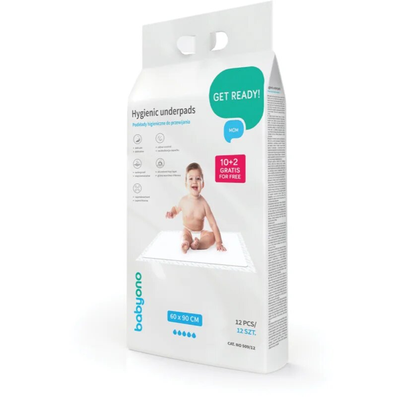 BabyOno Get Ready Hygienic Underpads jednorázové přebalovací podložky 60x90 cm 12 ks